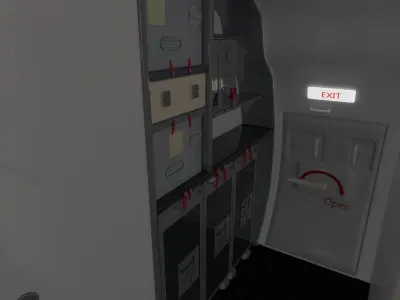 Airplane cabin 109 Seats 3D model