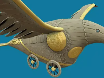 Steampunk Bird Plane Hand-Painted Low-poly 3D model