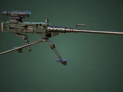 M2 Browning Machine Gun 05 PBR Unity UE V-Ray Textures Included Low-poly 3D model