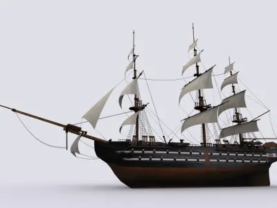 Sailing warship Low-poly 3D model