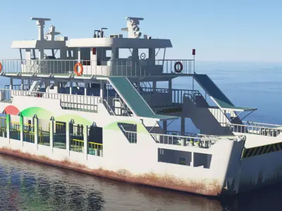 Remote island Car Ferry 3D model