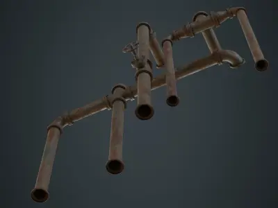 Industrial Pipes 2C Low-poly 3D model