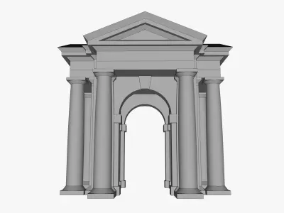 Tuscan order Arched portico in the mas with freestanding column Low-poly 3D model
