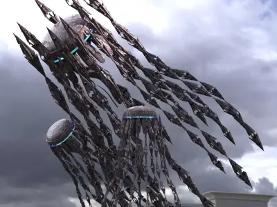 Jelly Fish Sci fi arrays Low-poly 3D model