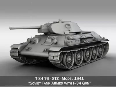 T-34-76 - STZ - Model 1941 - Soviet Medium Tank  3D model