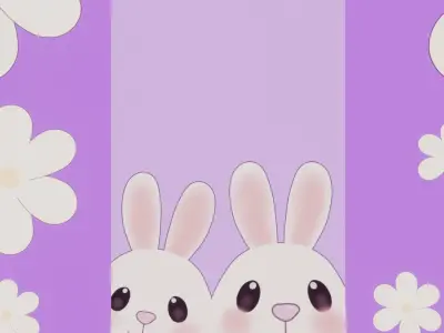 Anime style Easter bunny and daisies Free 3D model