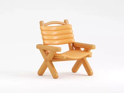 Camping Chair Low-poly 3D model