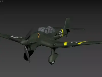 The image shows a 3D model of a military aircraft Low-poly 3D model