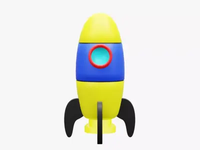 Kid-Friendly Cartoon Rocket Ship Low-poly 3D model