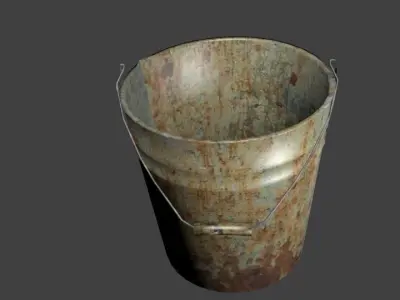 Old Metal Bucket HD texture Low-poly 3D model