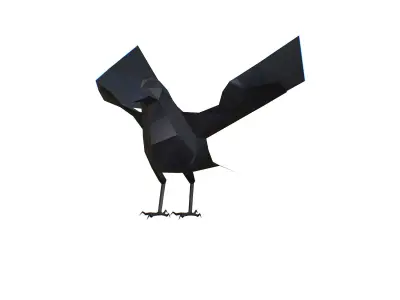 Animated Crow Lowpoly Art Style Low-poly 3D model