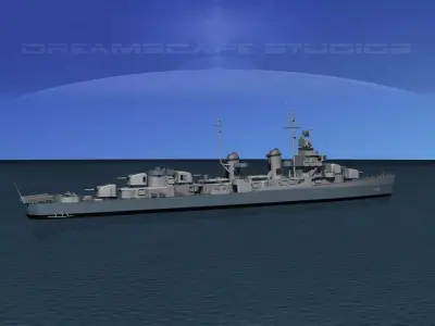 Fletcher Class Destroyer DD-574 USS John Rogers 3D model