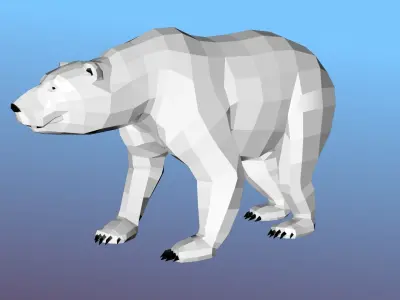 White bear Low Polygon Animal Arctic sea ocean Low-poly 3D model Low-poly 3D model