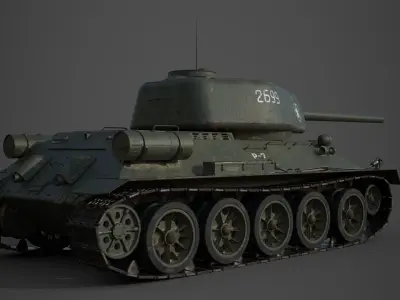T-34 Medium tank Low-poly 3D model