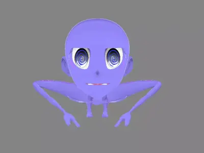 Crunsh Blue Bighead - Strange Blue Monster Character Low-poly 3D model