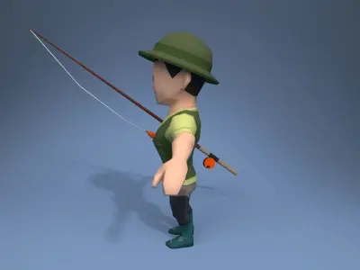 Medieval Fisherman Low-poly 3D model