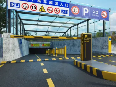 Parking entrance Low-poly 3D model