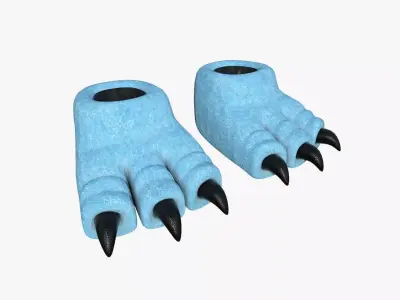 Slippers G03 Blue Dino Paw - Costume Character Design Low-poly 3D model