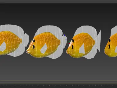 Yellow Angel Fish Low-poly 3D model