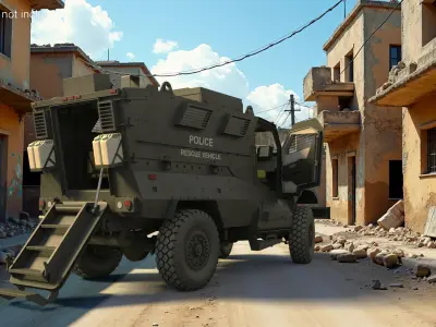 Armored Police Rescue Vehicle Black Rigged 3D model