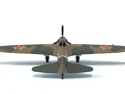 Low Poly Cartoon Ilyushin Il-2 Shturmovik WWII Airplane Low-poly 3D model