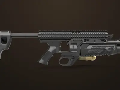 Grenade Launcher 05 Black All PBR Unity UE Textures Low-poly 3D model