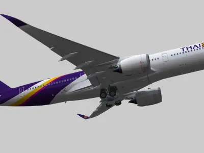 Airbus A350-900 XWB Thai Airways Low-poly 3D model
