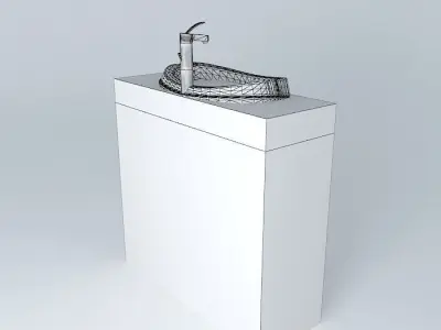 White modern sink  Free 3D model