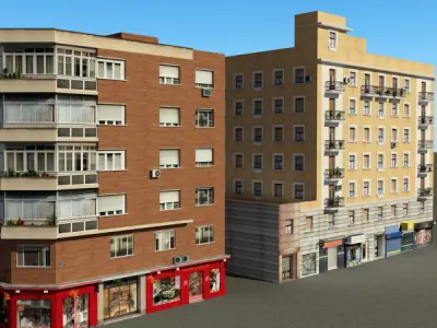 Building Collection 73-76 Low-poly 3D model