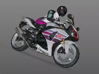 Suzuki Moto Sports Bike With Racer Player Game Ready Low-poly 3D model