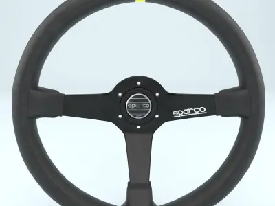 Steering Wheel Sparco R345 Leather Black 3D model