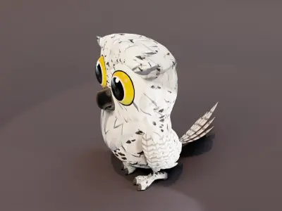 Cartoon Snowy Owl 3D Model Low-poly 3D model