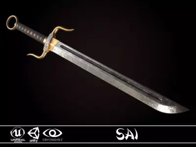 Sai - game ready model sword Low-poly 3D model