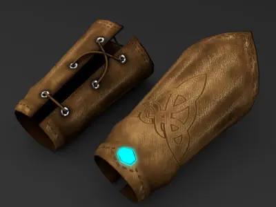 Bracers leather gloves - leather gloves Free low-poly 3D model