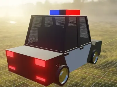 police car cartoon low poly 3d model for game Low-poly 3D model