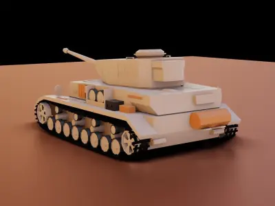 Low Poly Panzer IV Tank Low-poly 3D model