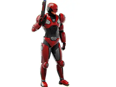 CYBER SOLDIER R-600 Rigged for Unreal Engine - Unity - MIXAMO  3D model