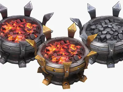 Stylized Dungeon Brazier Low-poly 3D model