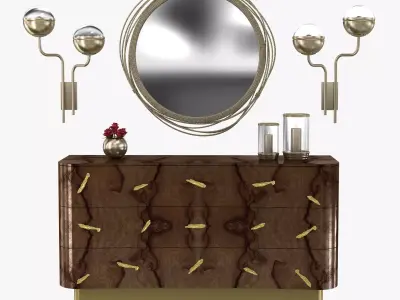 Brabbu kayan mirror  niku wall lamp and baraka chest 3D model