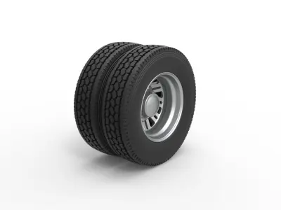 Rear custom wheel of semi truck Version 11 Scale 1 to 25 3D print model