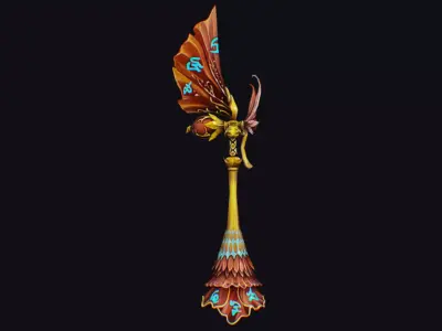 Magic Wand Rod Stick Fairy Staff Scepter Inventory Item Ritual Low-poly 3D model