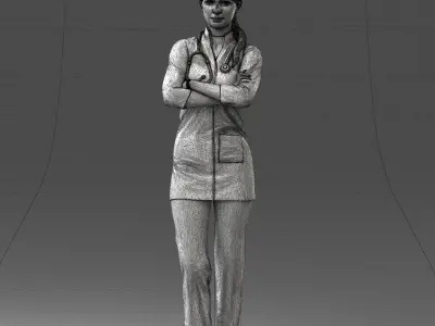 000188 Doctor in Medical Uniform with Stethoscope 1008 3D model