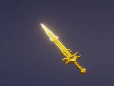 Fantasy Light Sword - holy Sword - Elemental Sword  Low-poly 3D model