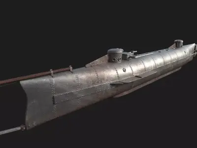 Hunley submarine Low-poly 3D model
