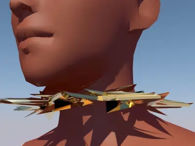 Necklace apocalyptic virtual fashion element Golden Stars 3D model