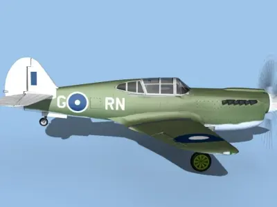 Curtiss P-40F Tomahawk V11 RAAF 3D model