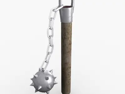 Flail wooden stick with ball 3D model