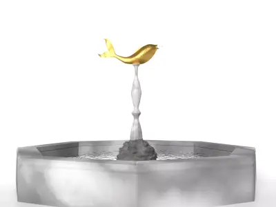 Fountain with Fish Sculpture 3D model