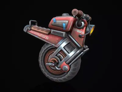 Stylized Monocycle Low-poly 3D model