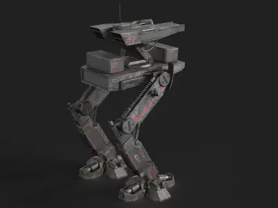 Mech Robot Two Legs Combat Sci-Fi Low-poly 3D model